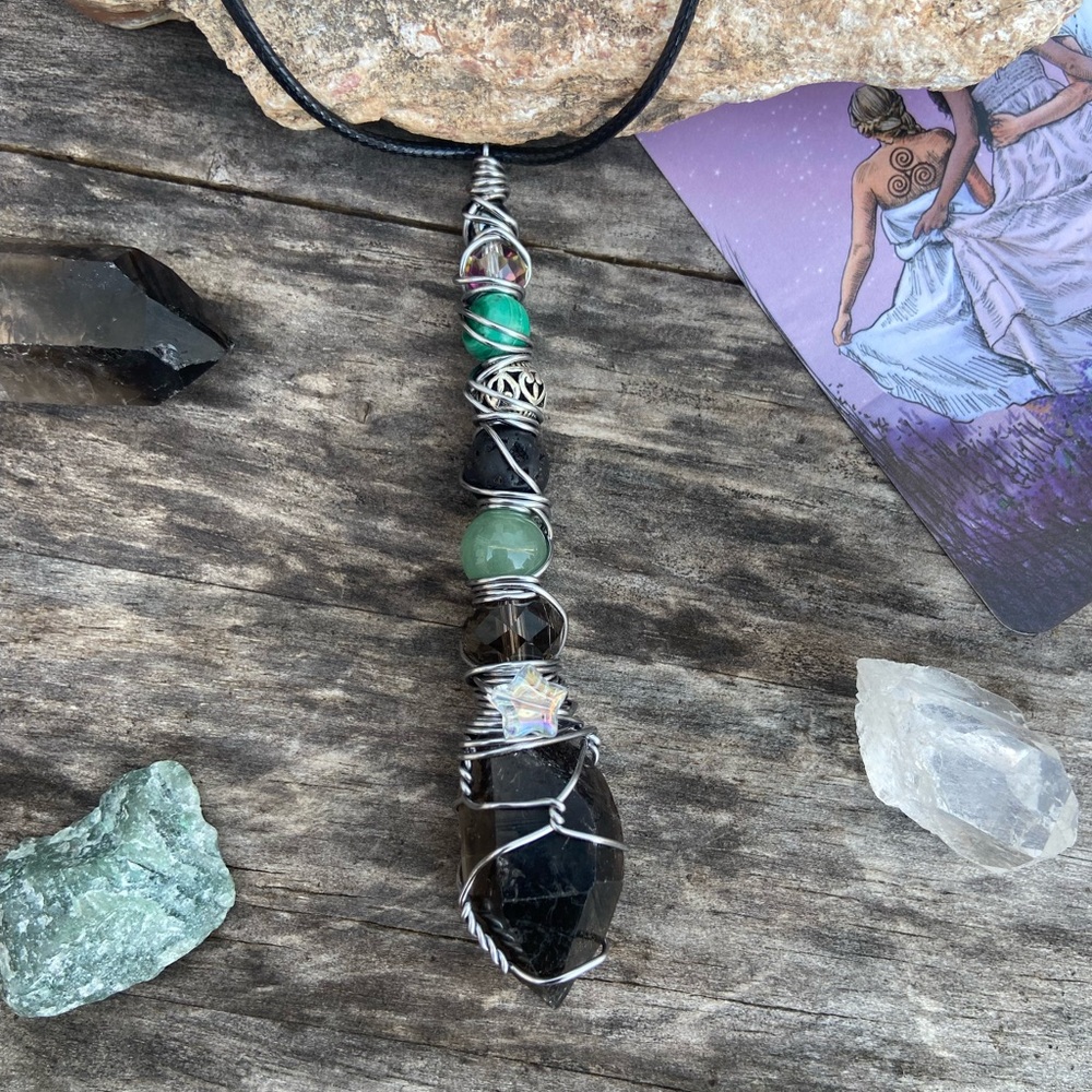 Wire Wrapped Smoky Quartz Point Sorcery Wand / Necklace / Oddity - Picture 14 of 16